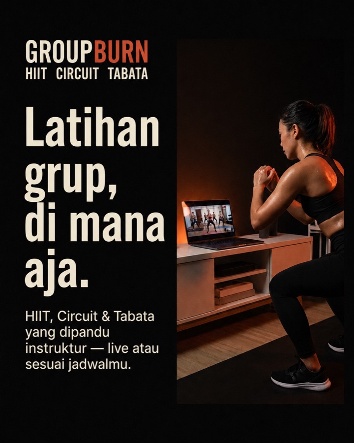 GroupBurn — Latihan grup HIIT, Circuit & Tabata, di mana aja